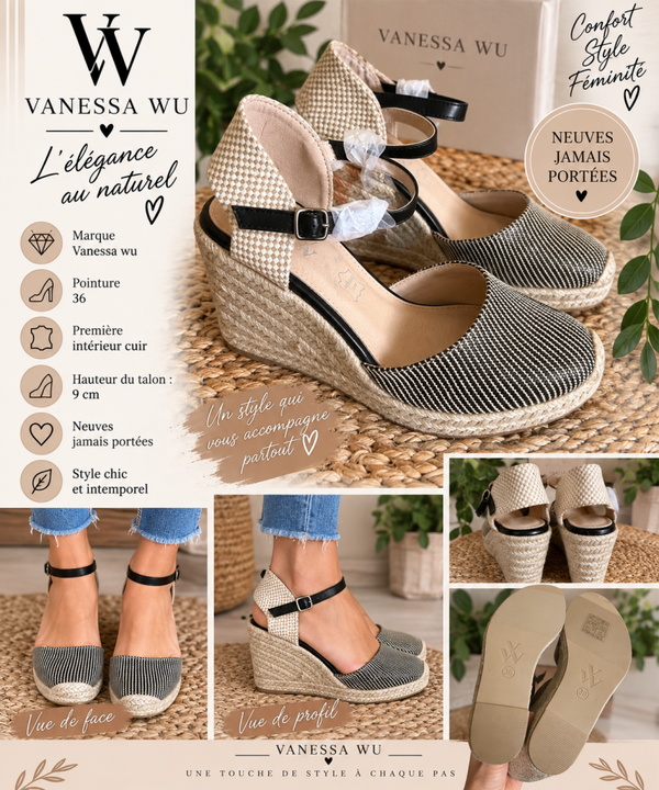 🤍 Espadrilles compensées Vanessa Wu – Pointure 36 – Neuves