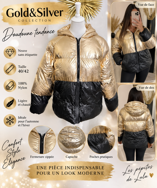 Doudoune Gold&Silver dorée & noire - Taille 40/42 - Neuve🌟