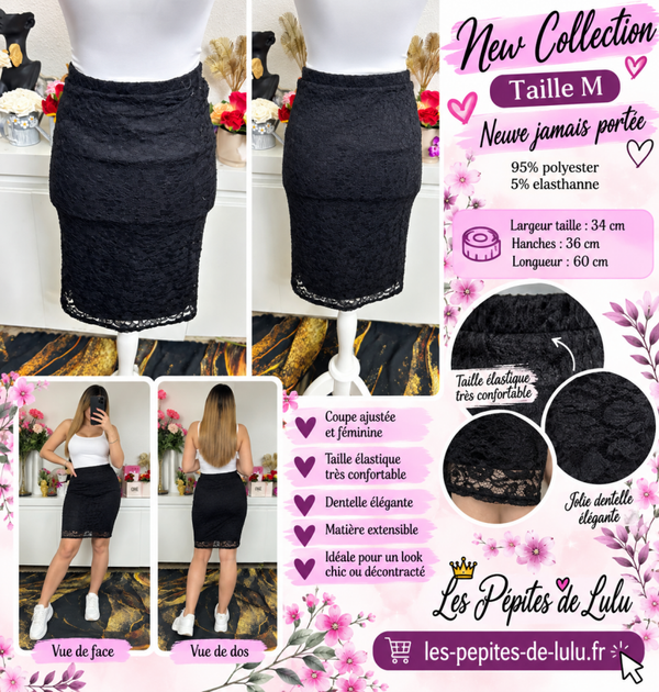 🖤 Jupe noire en dentelle – New Collection – Taille M – Neuve jamais portée