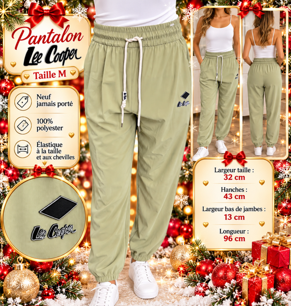 Pantalon Jogging Femme Lee Cooper – Taille M – Neuf – Vert Kaki – Confort & Style