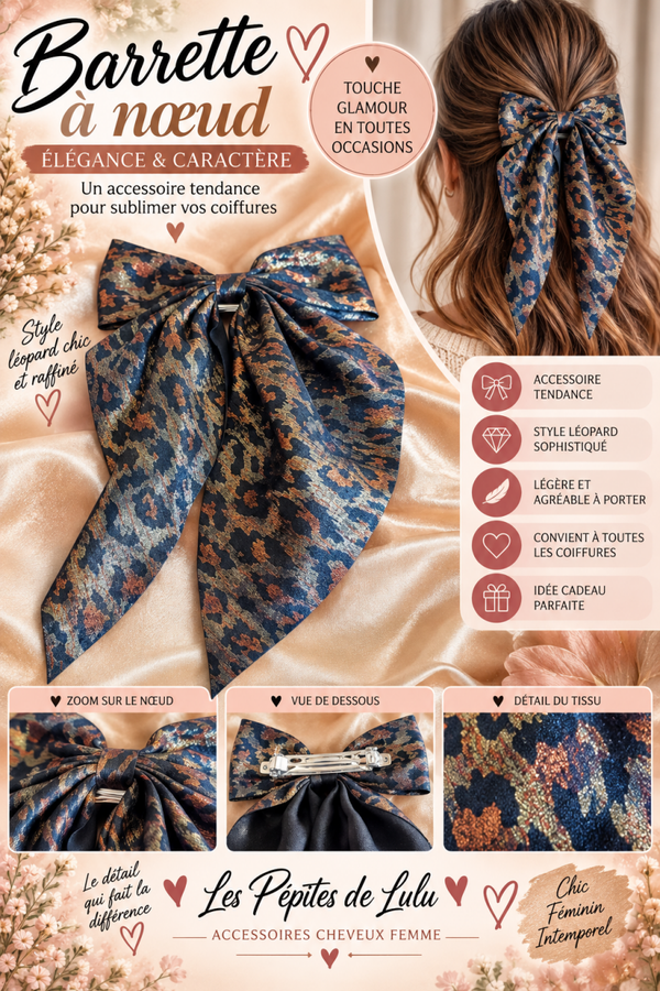 🎀 Barrette à nœud léopard – Chic & élégante
