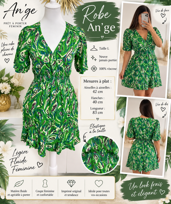 Robe femme An’ge – Taille L – 100% viscose – Neuve