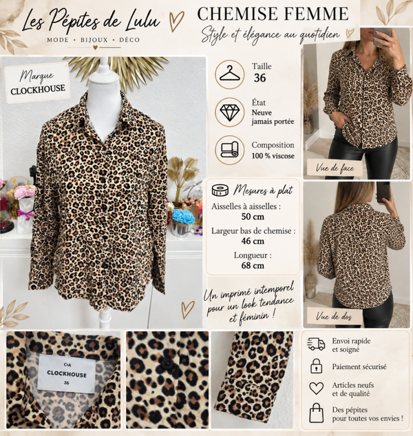 🐆 Chemise femme Clockhouse – Taille 36 – Neuve