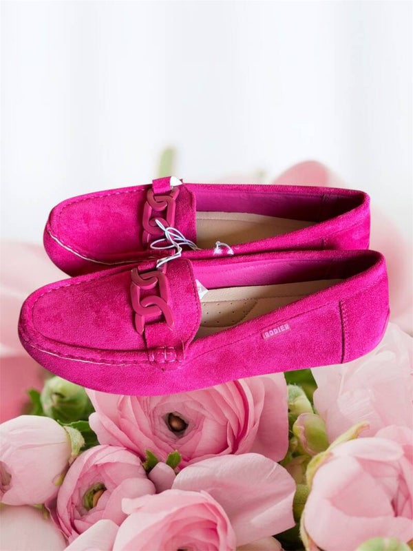 Mocassins en daim rose fuchsia, Rodier