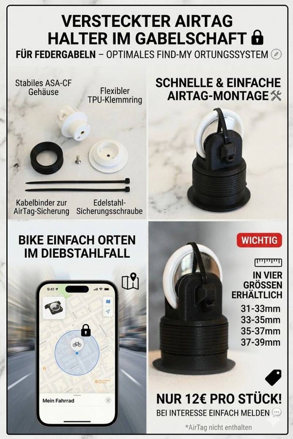 versteckter Airtag Halter Gabelschaft