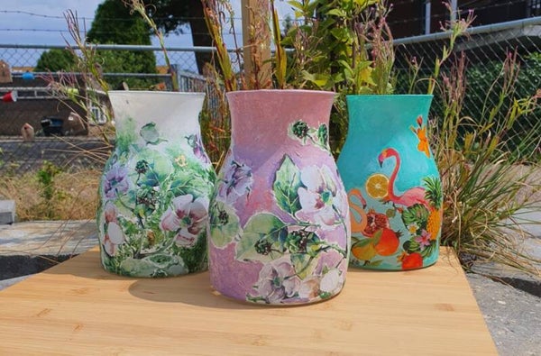 Decoupage en schilderen op Vazen & Potten
