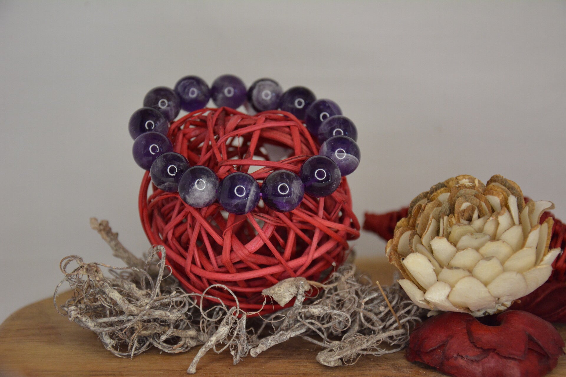 bracelet boules améthyste rubanée brésil A