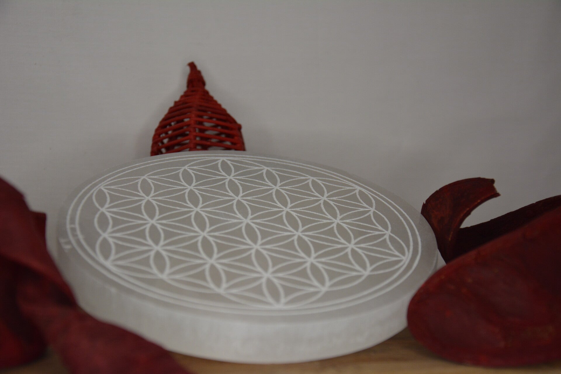 PLAQUE SÉLÉNITE A+ FLEUR DE VIE 140MM