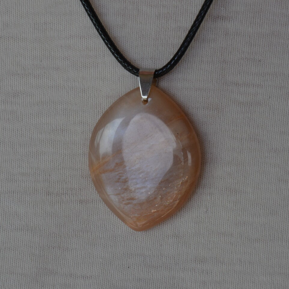 PENDENTIF PIERRE PLATE GOUTTE PIERRE DE LUNE ORANGE AA 35 À 45MM