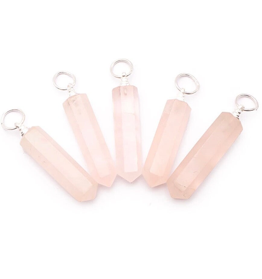 PENDENTIF POINTE 30 À 35MM QUARTZ ROSE BRÉSIL