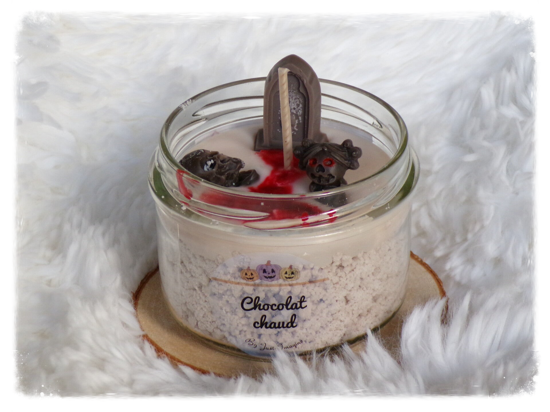 Bougie Halloween - Chocolat chaud - décos aléatoires