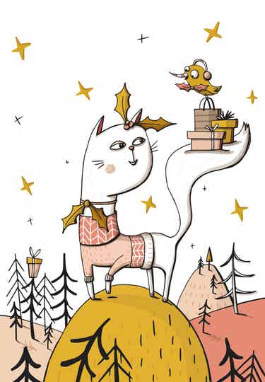 Poes in winterlandschap