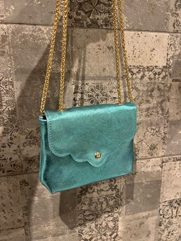 Metallic mini tas - Turquoise