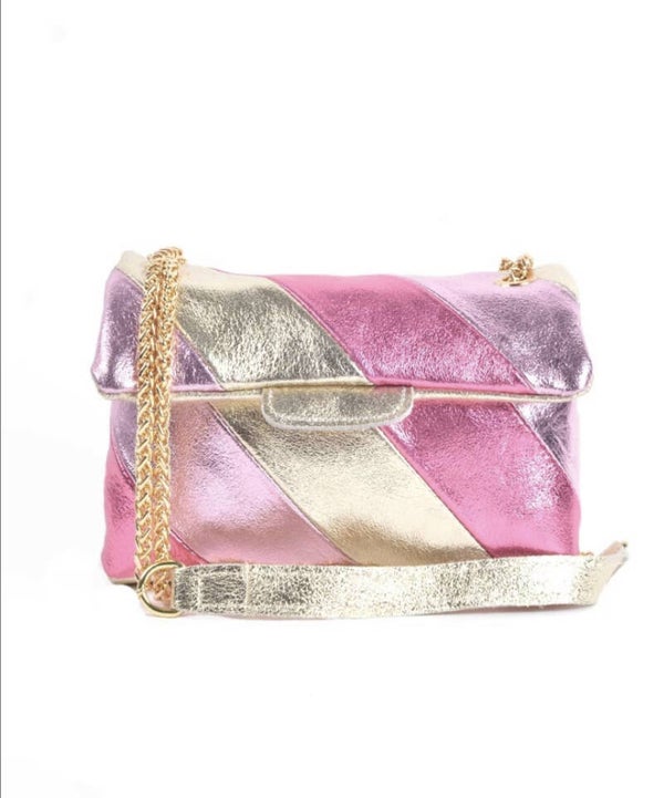 Tas Metallic roze/goud - Echt Leer