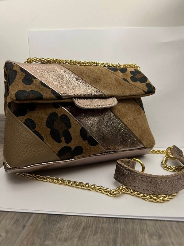 Metallic panter tas - bruin