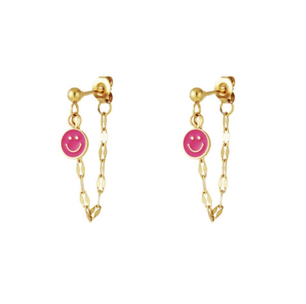Smiley oorbellen - roze