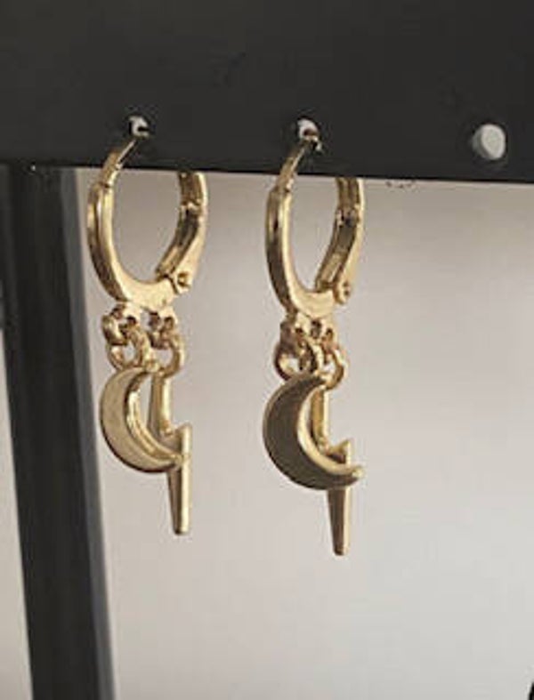 maan en bliksemschicht oorbellen