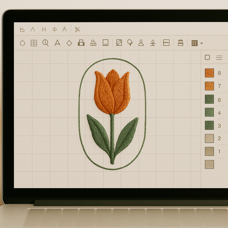 Professioneel borduurbestand tulp in borduursoftware