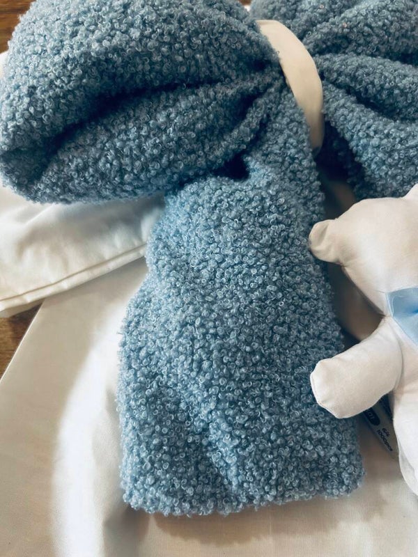 FIOCCO NASCITA TEDDY bianco+celeste