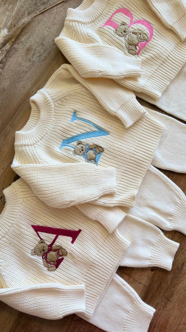 COMPLETO LAVORATO A MAGLIA IN CALDO COTONE