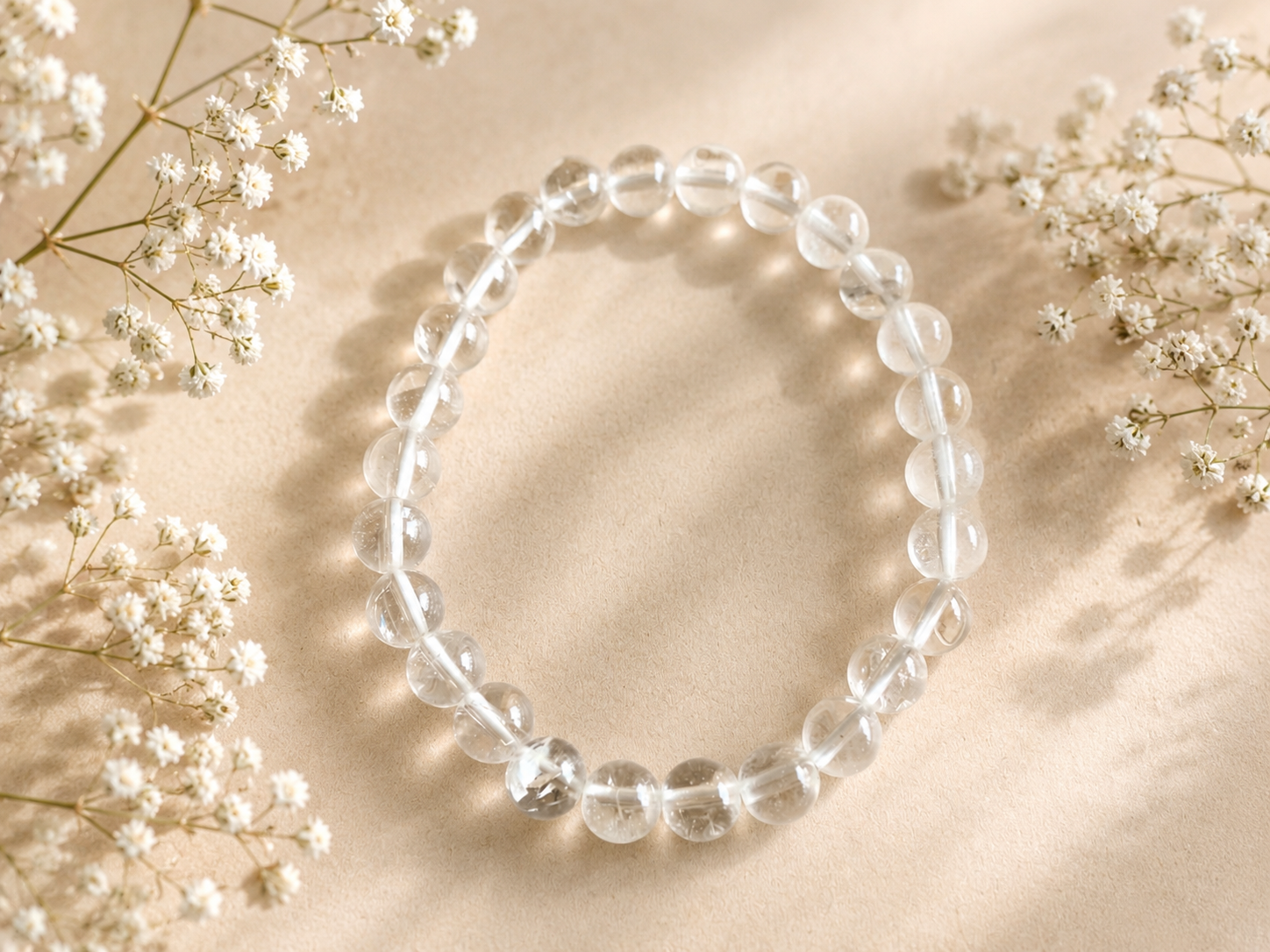 Koggelarmband 8mm 21cm Heren/Unisex Bergkristal