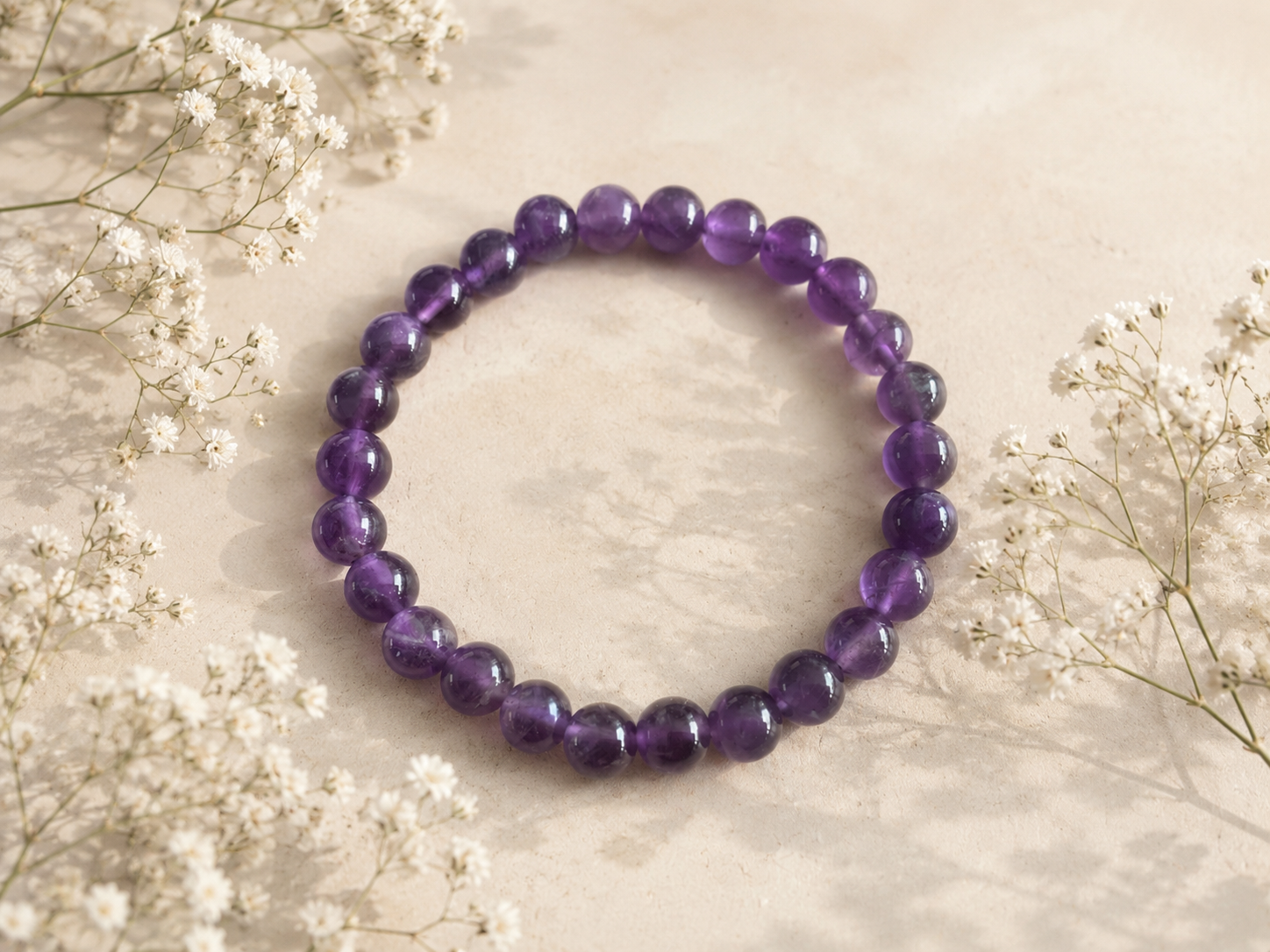Koggelarmband 8mm 21cm Heren/Unisex Amethist