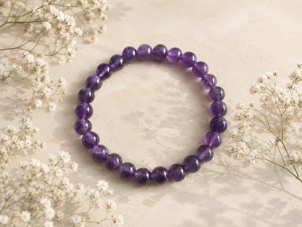 Koggelarmband 8mm 21cm Heren/Unisex Amethist