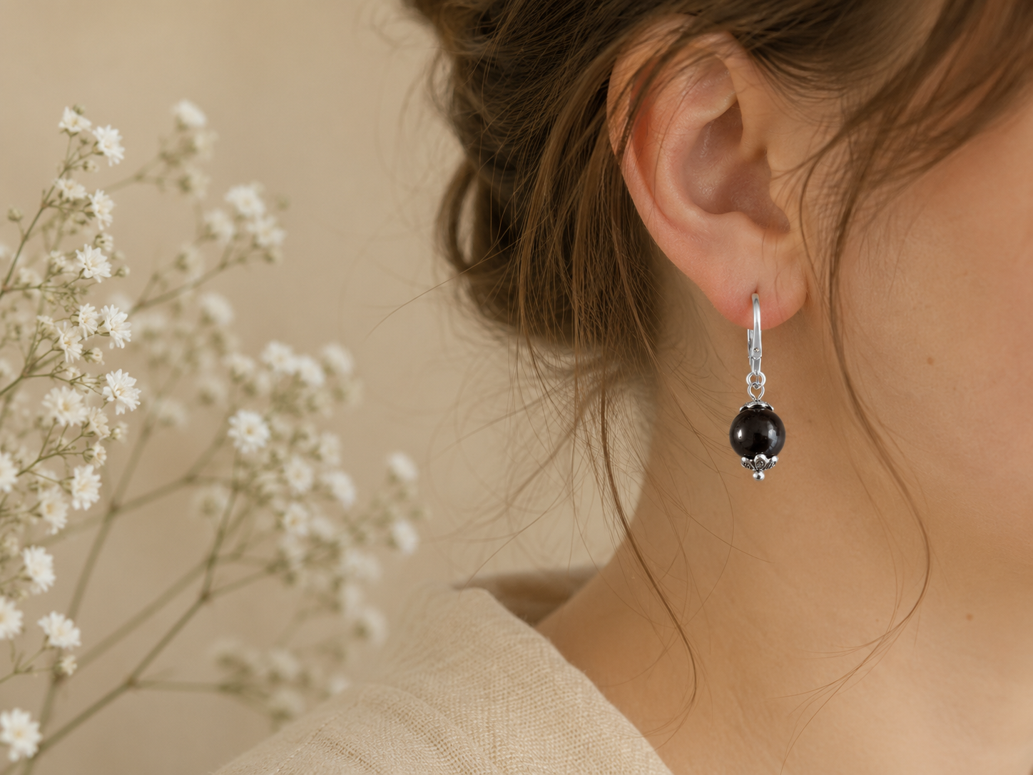 Elegante Toermalijn Oorbellen - Zwart