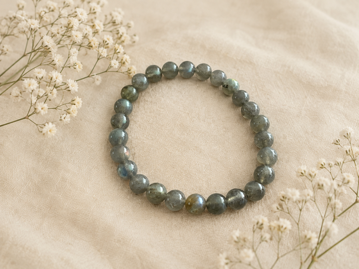 Kogelarmband 8mm Labradoriet A 21cm