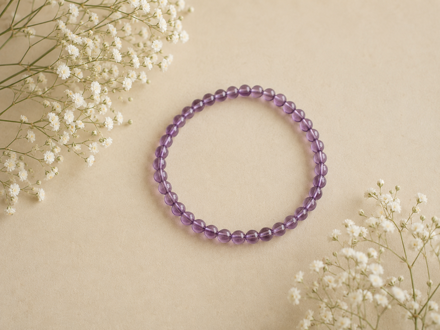 Kogelarmband 4mm Amethist