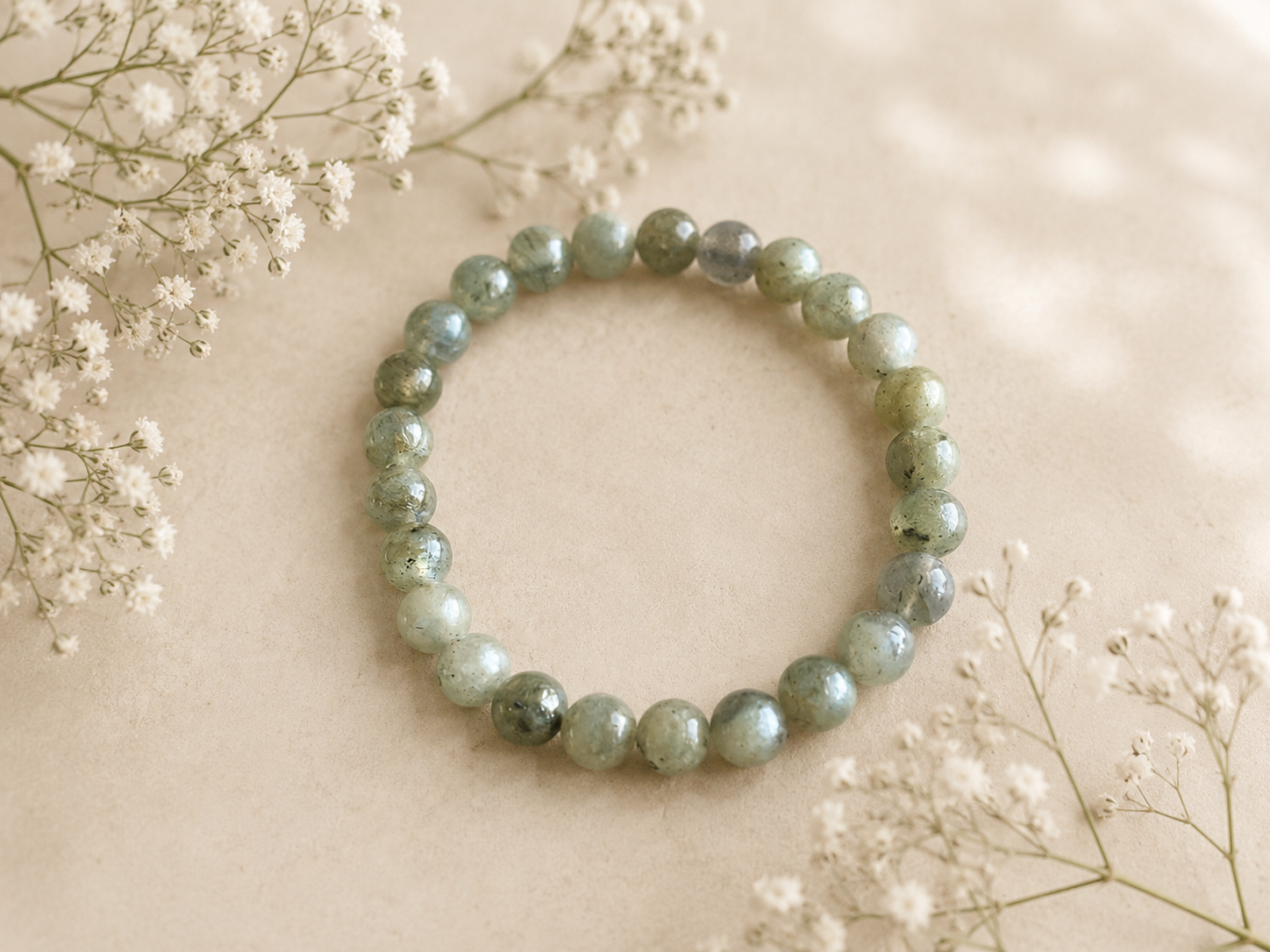 Koggelarmband 8mm 21cm Heren/Unisex Labradoriet