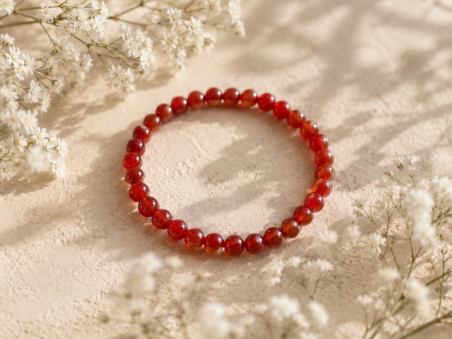 Kogelarmband 6mm Carneool Donker - Edelsteen Armband