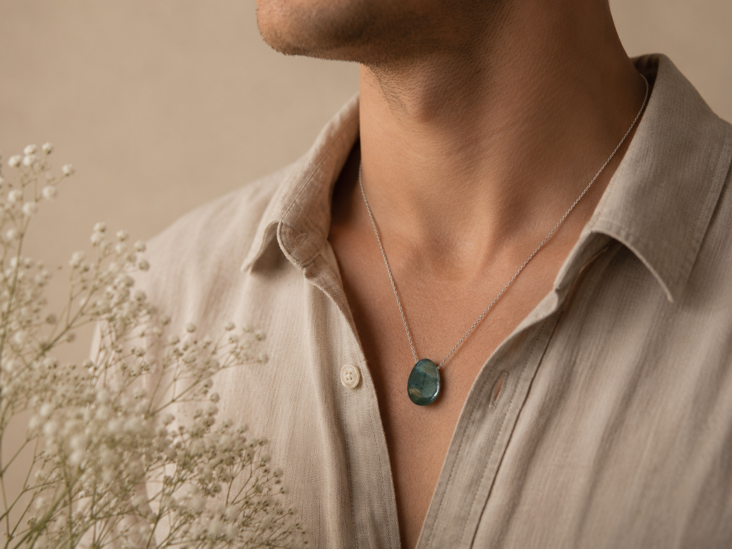 Labradoriet Druppel Hanger met Ketting