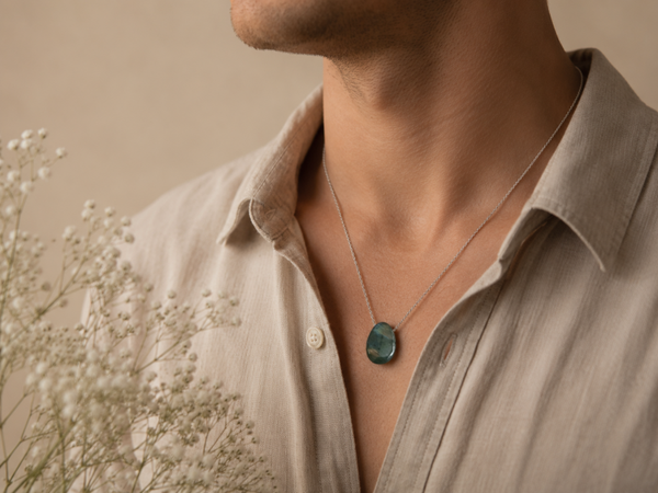 Labradoriet Druppel Hanger met Ketting