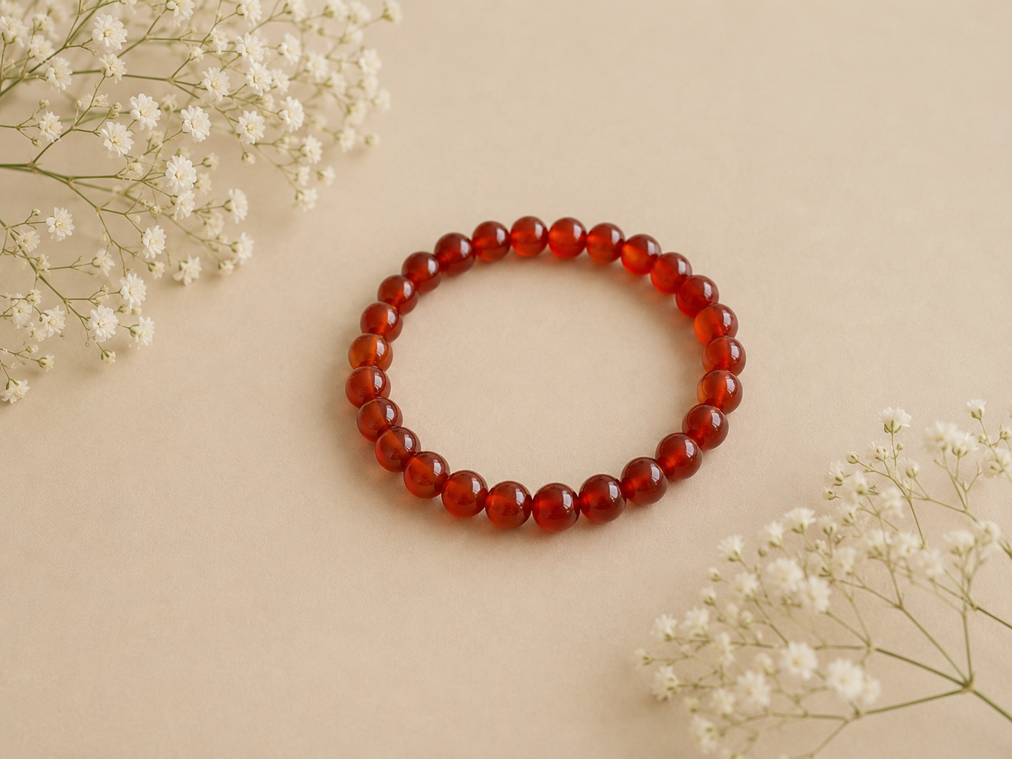 Kogelarmband 8mm Carneool Donker A - Natuurlijke Edelsteen