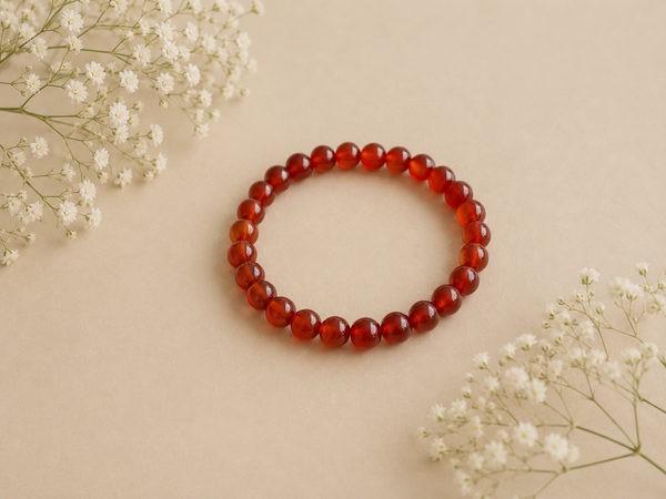 Kogelarmband 8mm Carneool Donker A - Natuurlijke Edelsteen