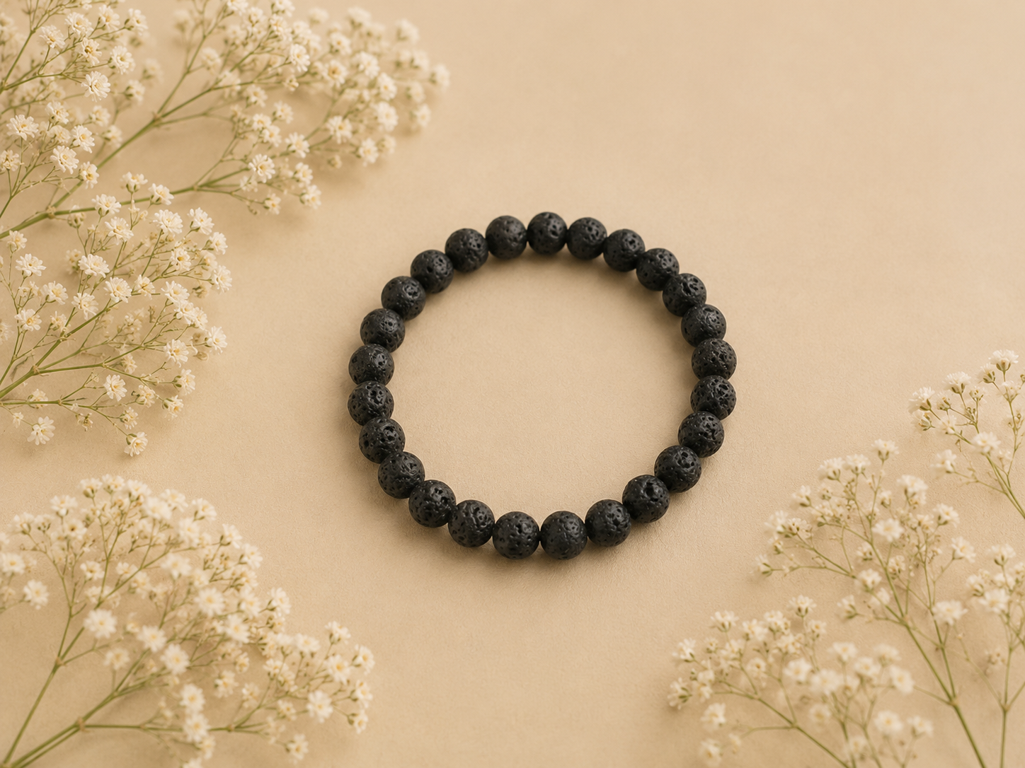 Kogelarmband 6mm Lava - Natuurlijke Stijl
