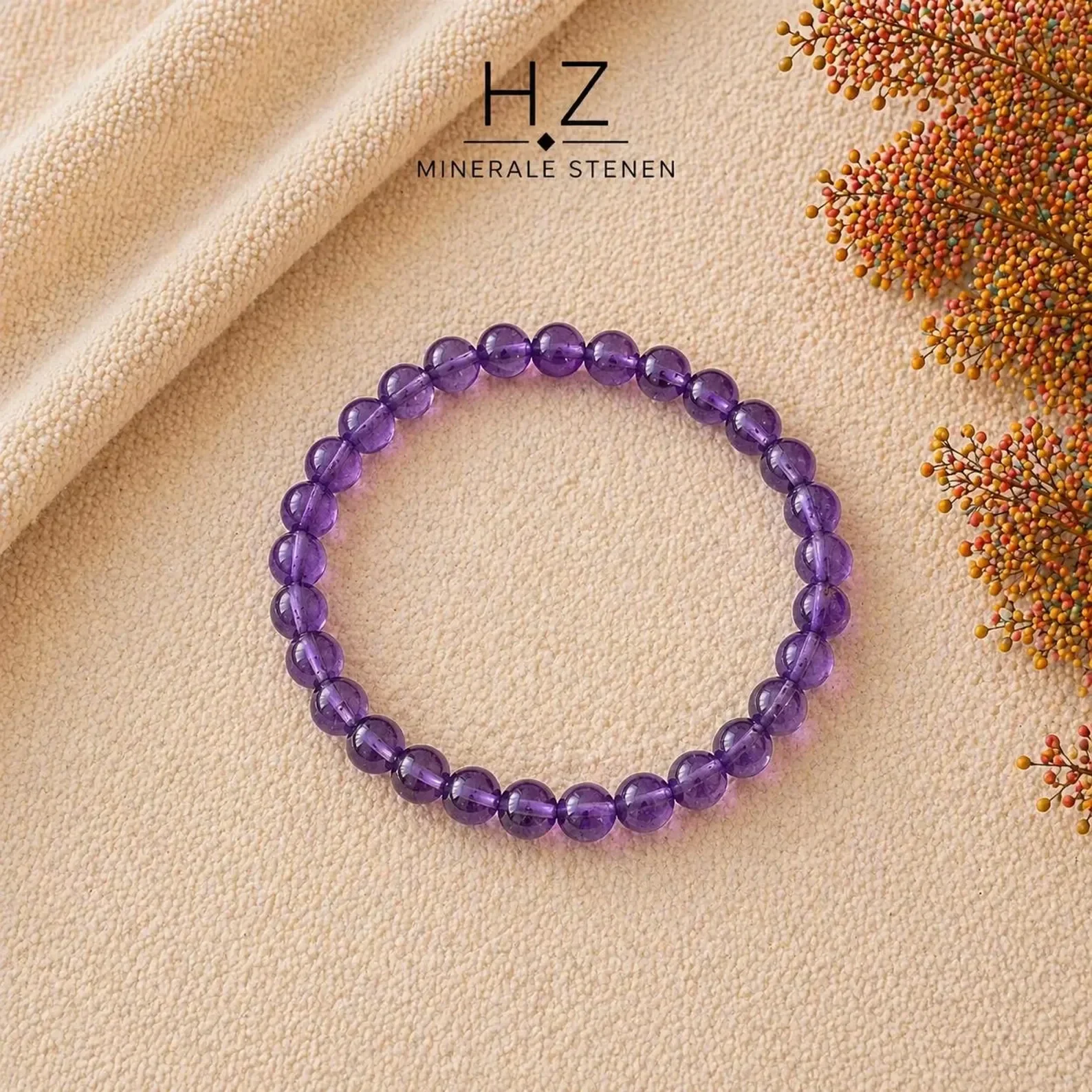 Kogelarmband 6mm Amethist