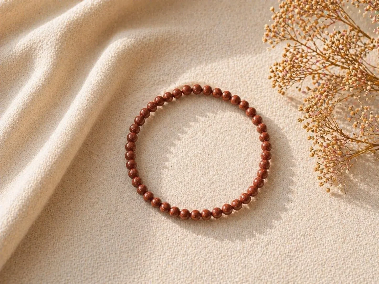Kogelarmband 4mm Goudsteen