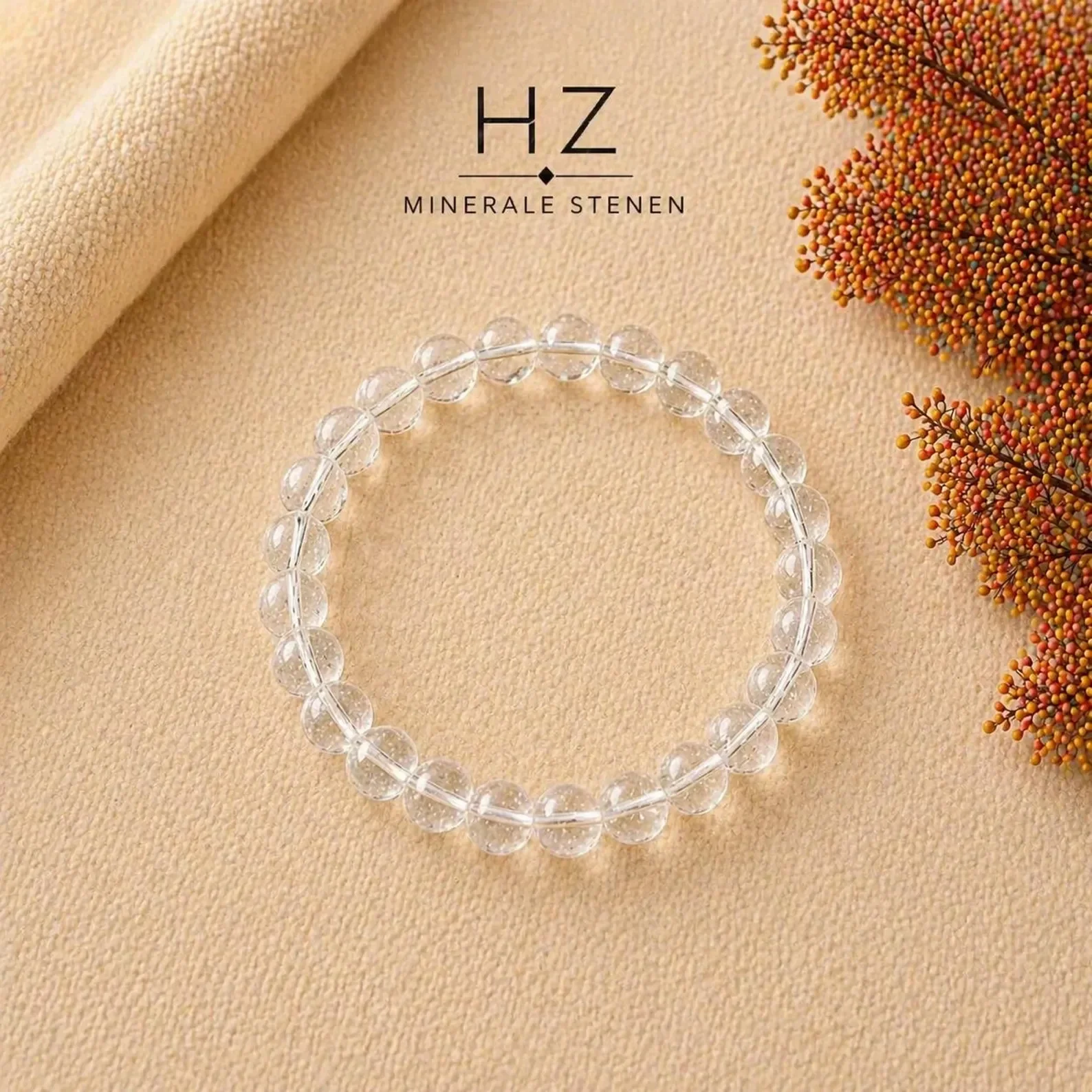 Kogelarmband 6mm Bergkristal