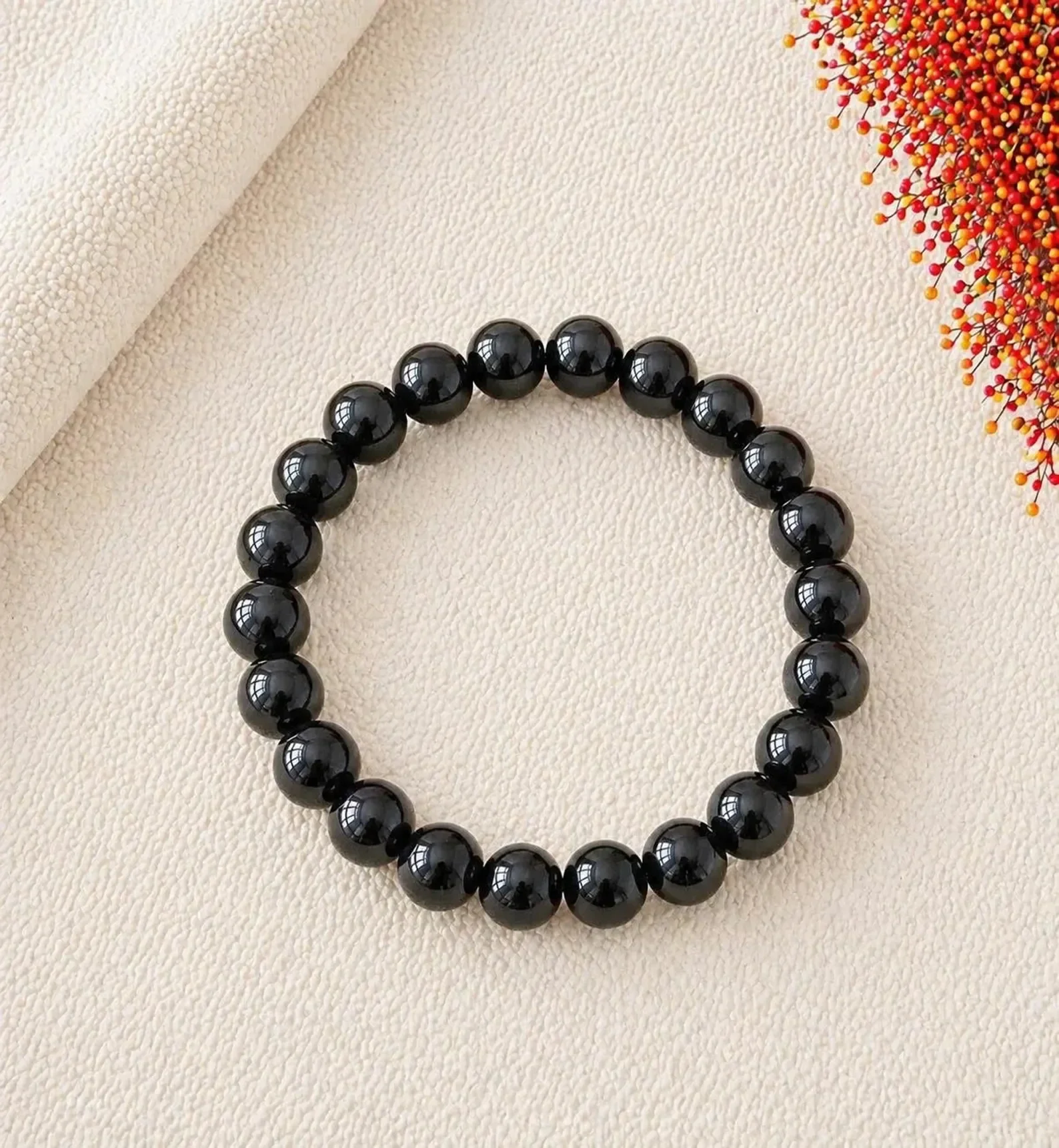 Kogelarmband 8mm Zwarte Toermalijn