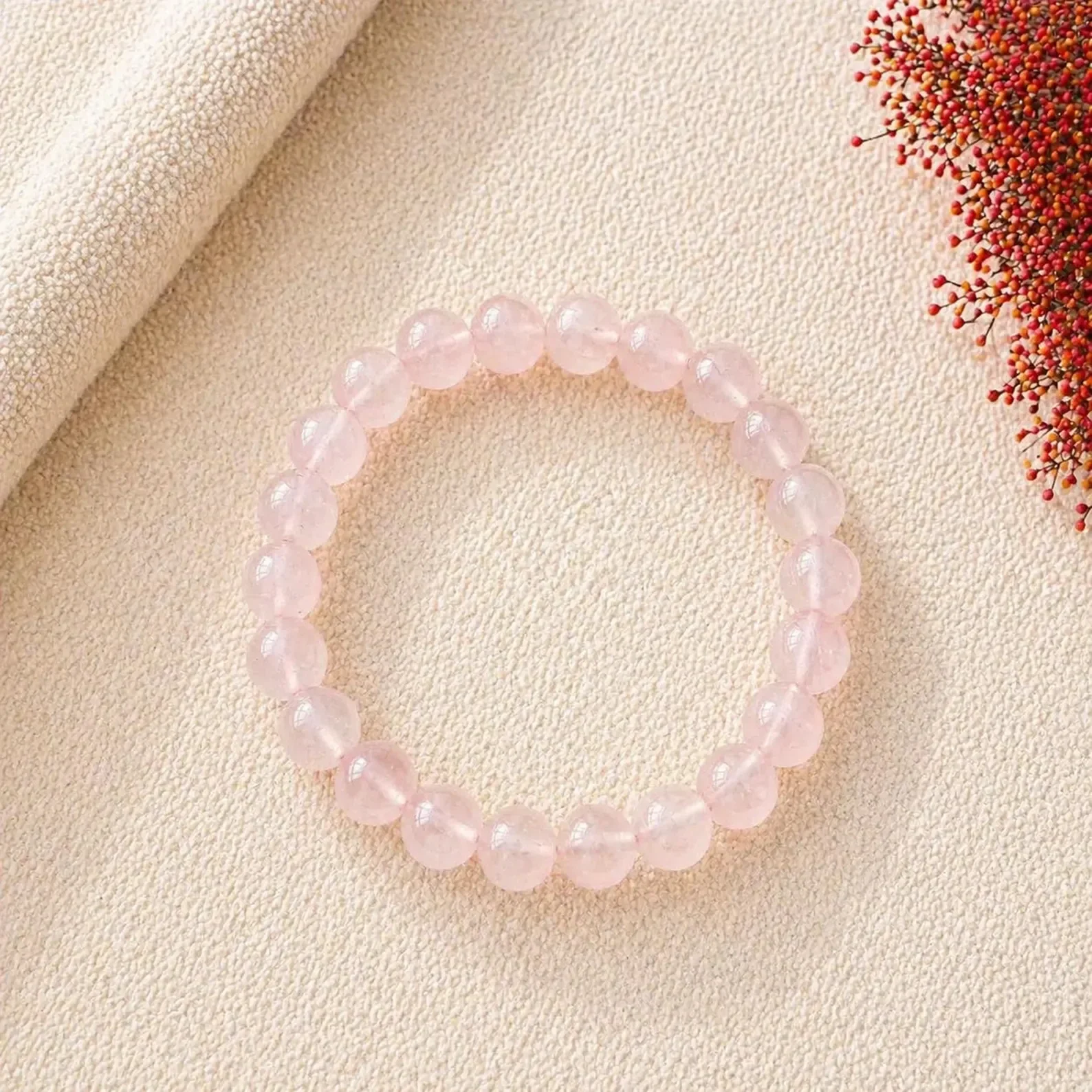 Kogelarmband 8mm Rozenkwarts