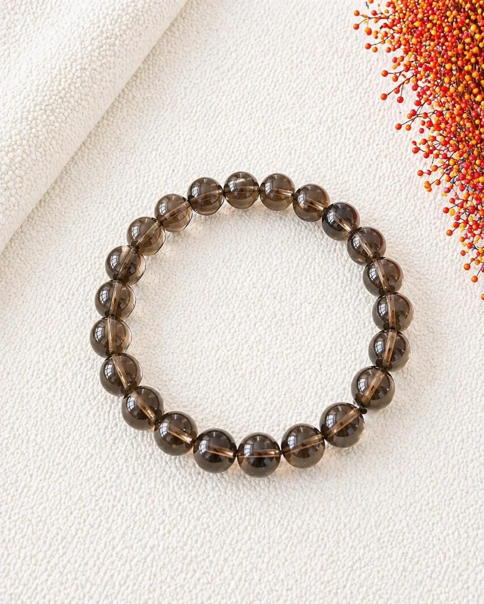 Kogelarmband 8mm Rookkwarts