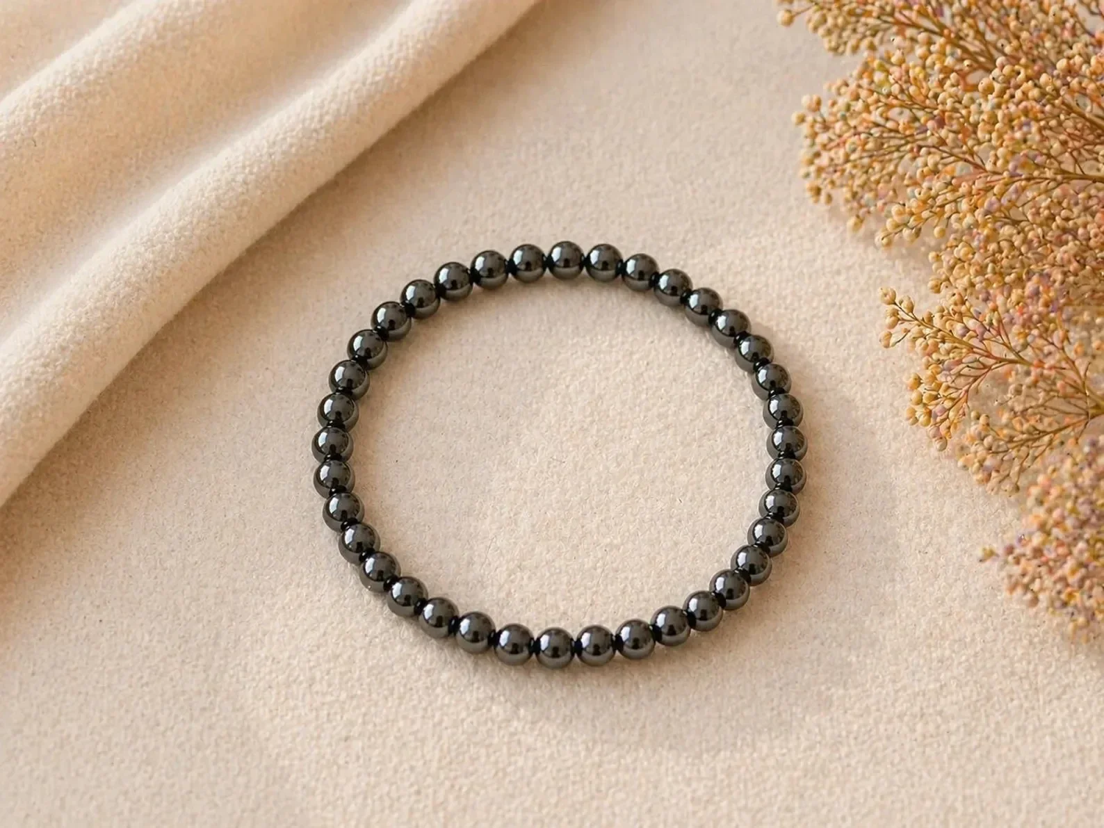 Kogelarmband 4mm Hematiet