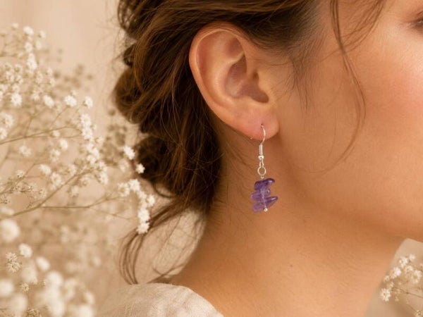 Elegante Amethist Oorbellen - Handgemaakt