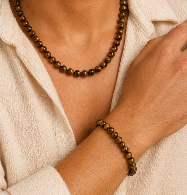 Set Tijgeroog 8mm – Ketting & Armband