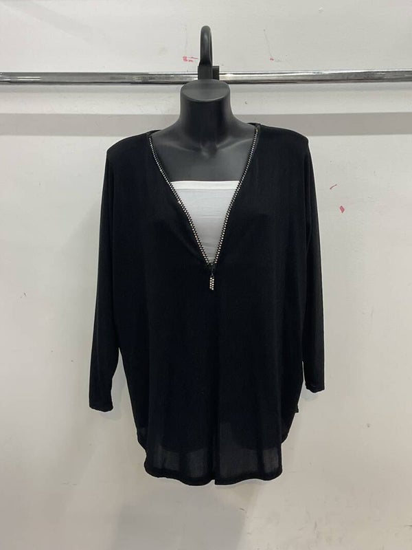 maglia brillantinata con zip