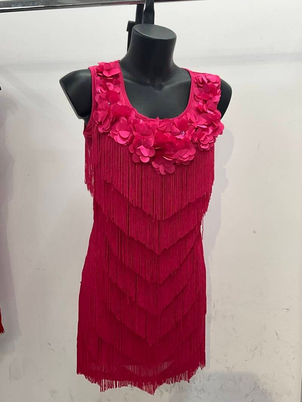 Vestito con fiorellini e frange
