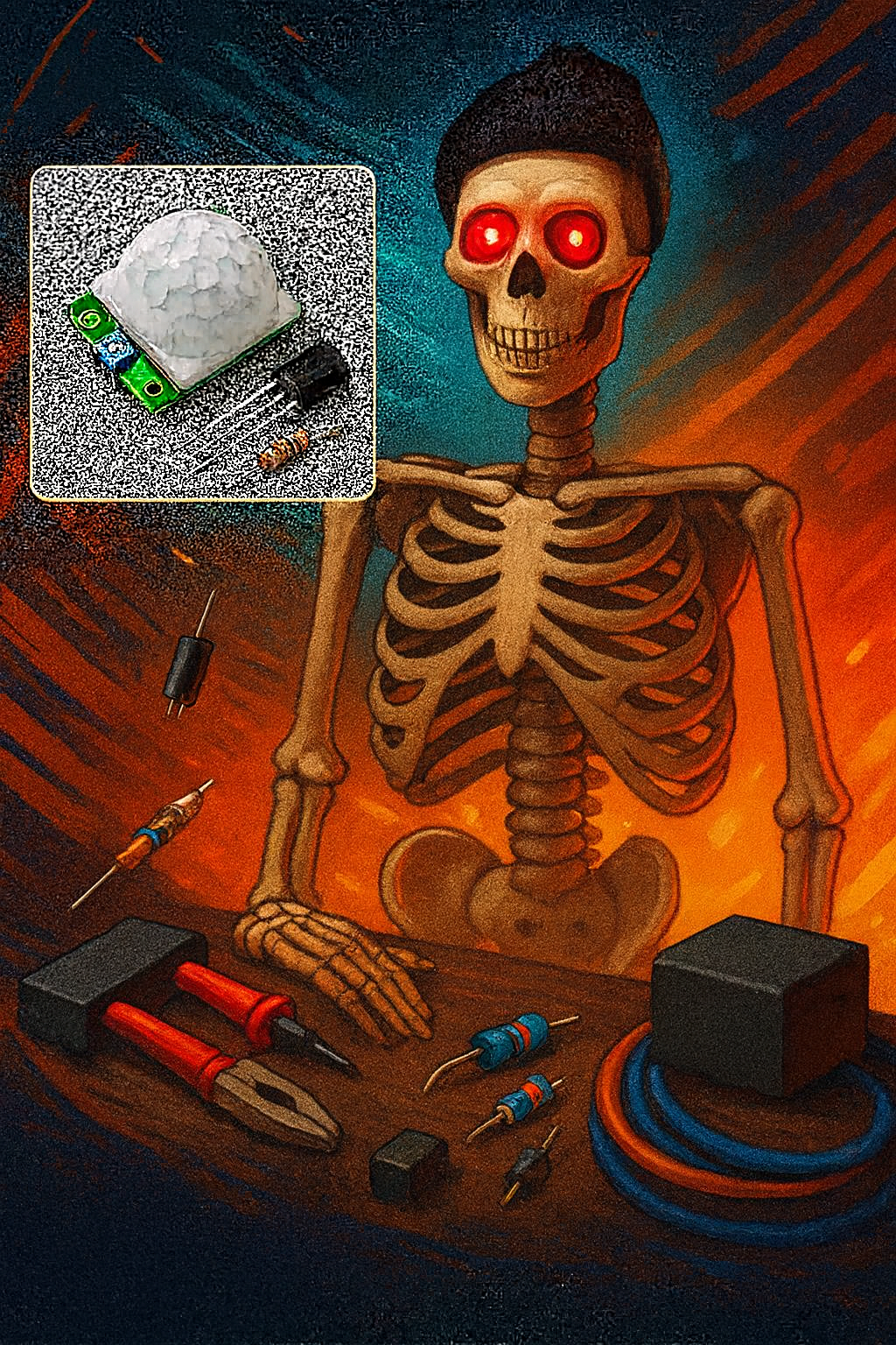 Halloween DIY  wachsame Skelett