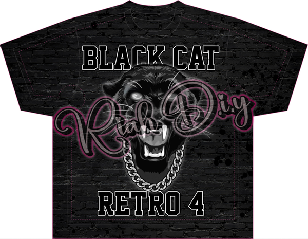 Black Cat Retro 4 3D Tee Graphic